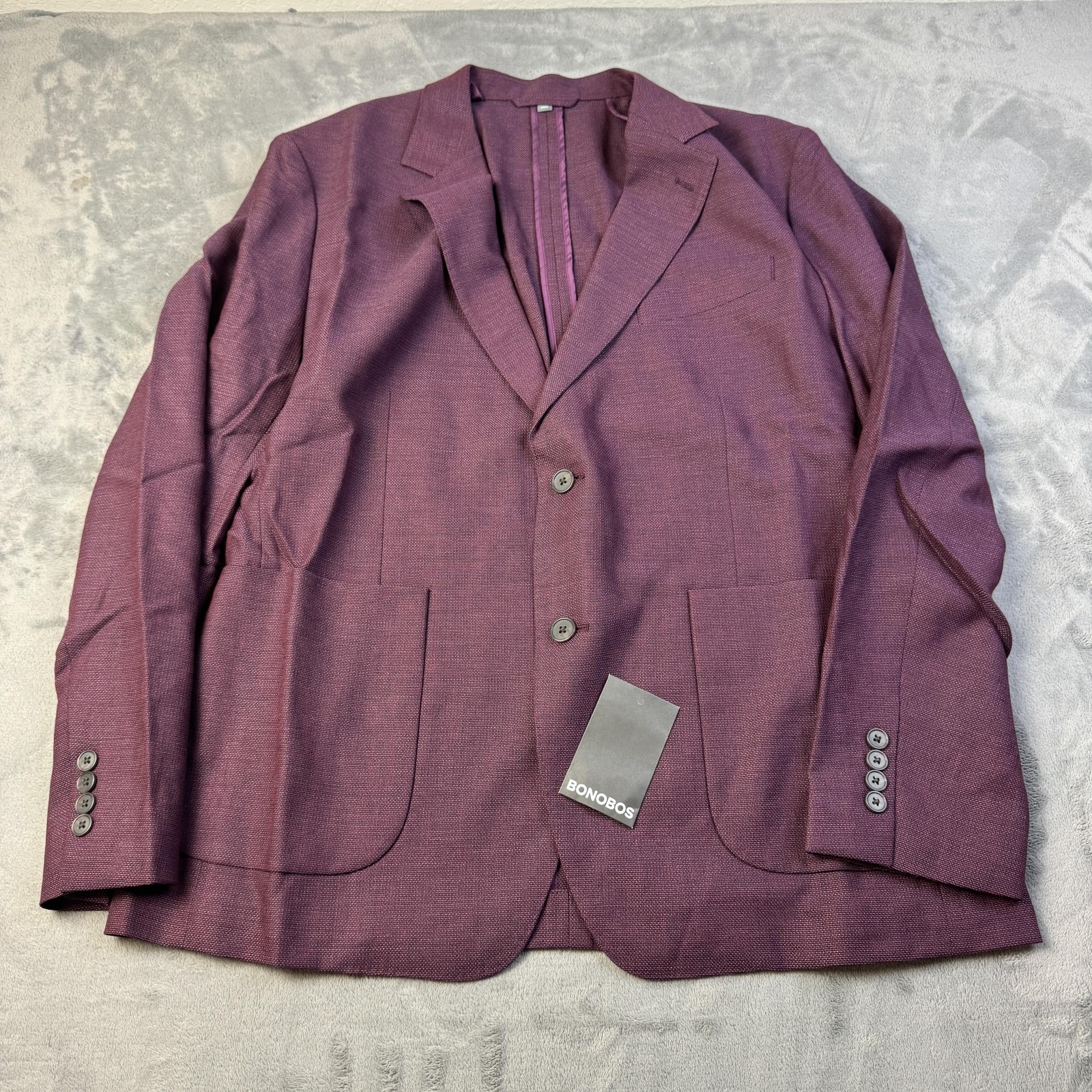 Bonobos Blazer Mens 46s Purple Slim Fit Italian Wool Marzotto Two Button Jacket
